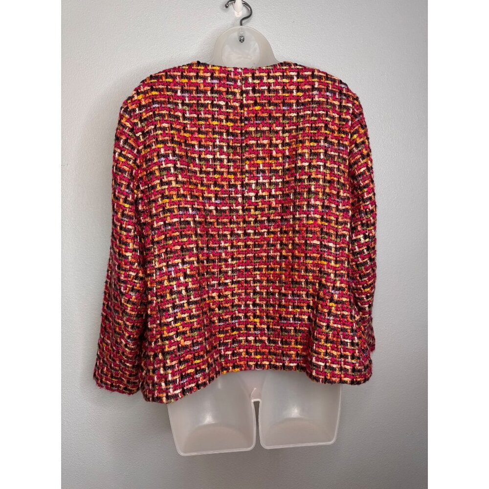 Chico's Multicolored Tweed Classic Zip-Front Jacket SZ 3P Career Office - Picture 4 of 15